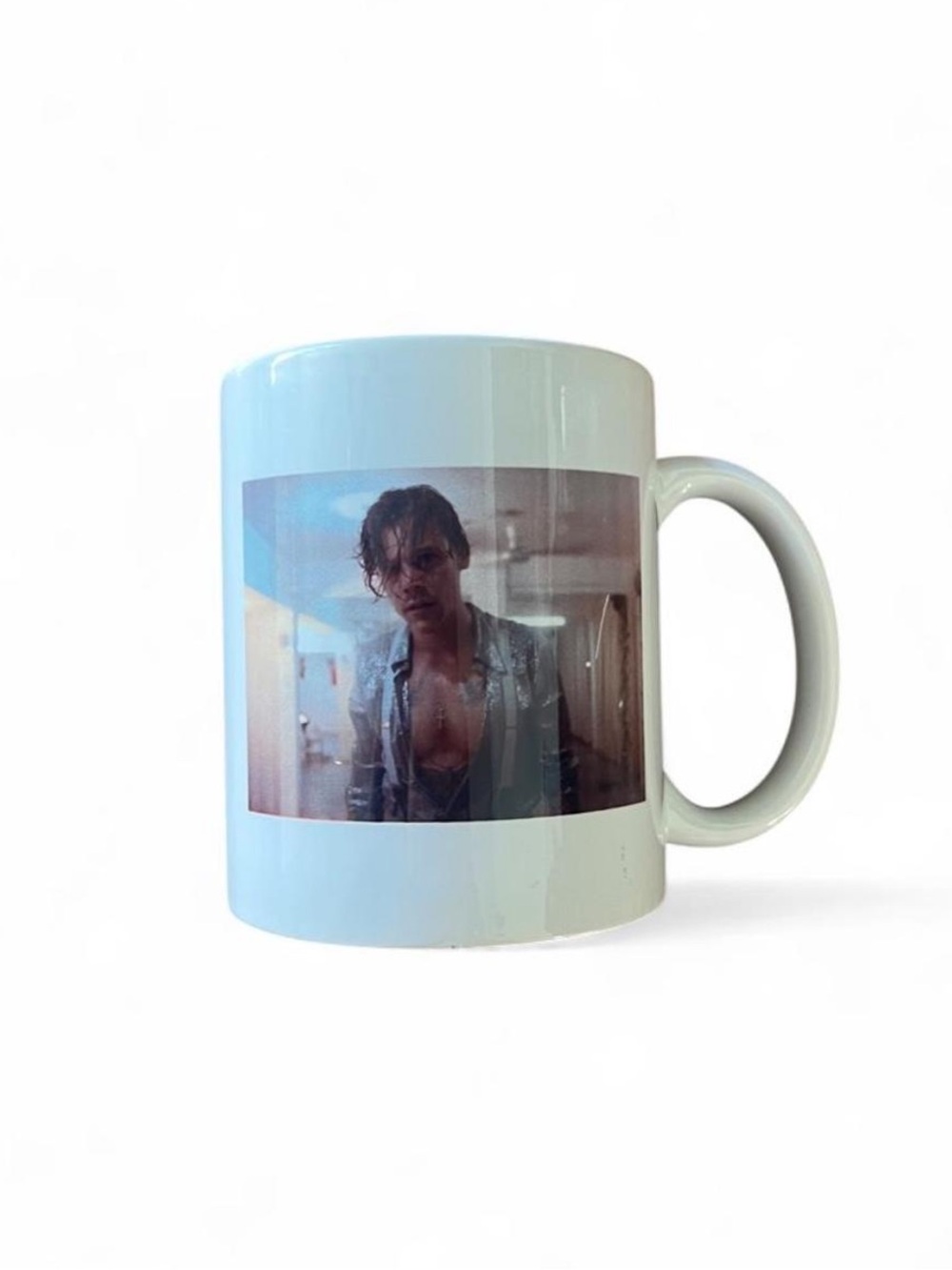 Harry Styles White Photo-Print Ceramic Mug with Portrait Design